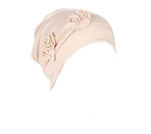Load image into Gallery viewer, cream Floral adorned Chemo Hat