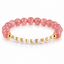 Load image into Gallery viewer, Genuine Pink Quartz Inspirational Warrior Bracelet – Strength, Faith & Resilience Stretch Bracelet | Warrior Sisters