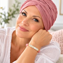 Load image into Gallery viewer, Genuine Pink Quartz Inspirational Warrior Bracelet – Strength, Faith & Resilience Stretch Bracelet | Warrior Sisters