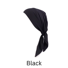 Load image into Gallery viewer, black Tie back Chemo Beanie