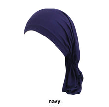 Load image into Gallery viewer, navy bamboo chemo turban