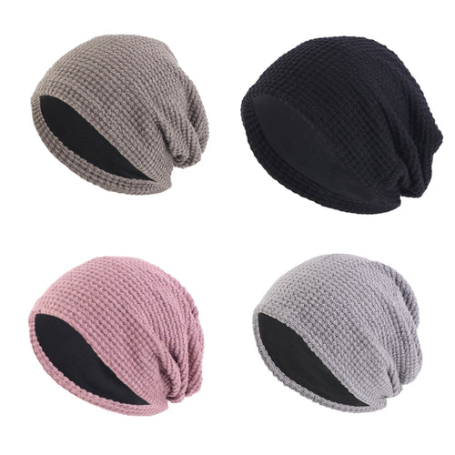 knit satin lined chemo beanies
