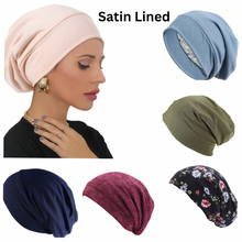 Load image into Gallery viewer, Silky Satin Lined Ultra Soft Chemo Beanie Slouchy Beanie Hat | Warrior Sisters