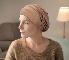 Load image into Gallery viewer, side khaki chemo pleated beanie