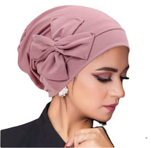 Load image into Gallery viewer, Bow Adorned Chemo Turban Chemotherapy Hat  | Warrior Sisters

