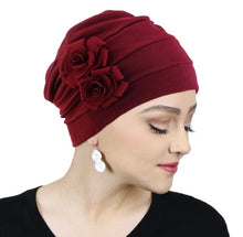 Load image into Gallery viewer, Flower Adorned Chemo Turban Chemotherapy Hat  | Warrior Sisters
