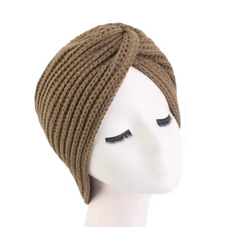 Desert Beige knit chemo turban