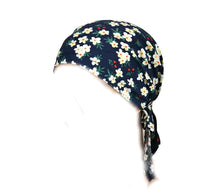 Load image into Gallery viewer, blue floral chemo beanie
