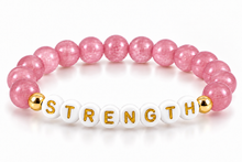 Load image into Gallery viewer, Genuine Pink Quartz Inspirational Warrior Bracelet – Strength, Faith &amp; Resilience Stretch Bracelet | Warrior Sisters
