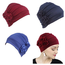 Load image into Gallery viewer, Flower Adorned Chemo Turban Chemotherapy Hat  | Warrior Sisters
