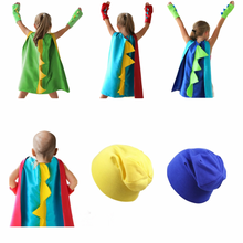 Load image into Gallery viewer, Children Cancer Dinosaur Cape and Beanie Hat Set Cancer Gift
