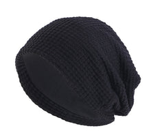 Load image into Gallery viewer, black knit chemo beanie
