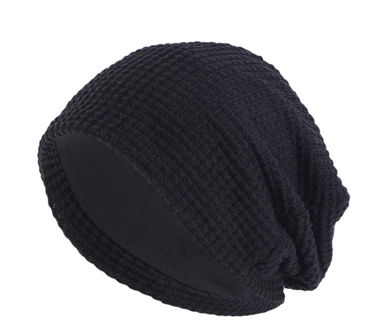 black knit chemo beanie