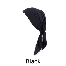 Load image into Gallery viewer, black Tie back Chemo Beanie
