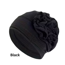 Load image into Gallery viewer, Single Flower Adorned Chemo Turban Chemotherapy Hat  | Warrior Sisters
