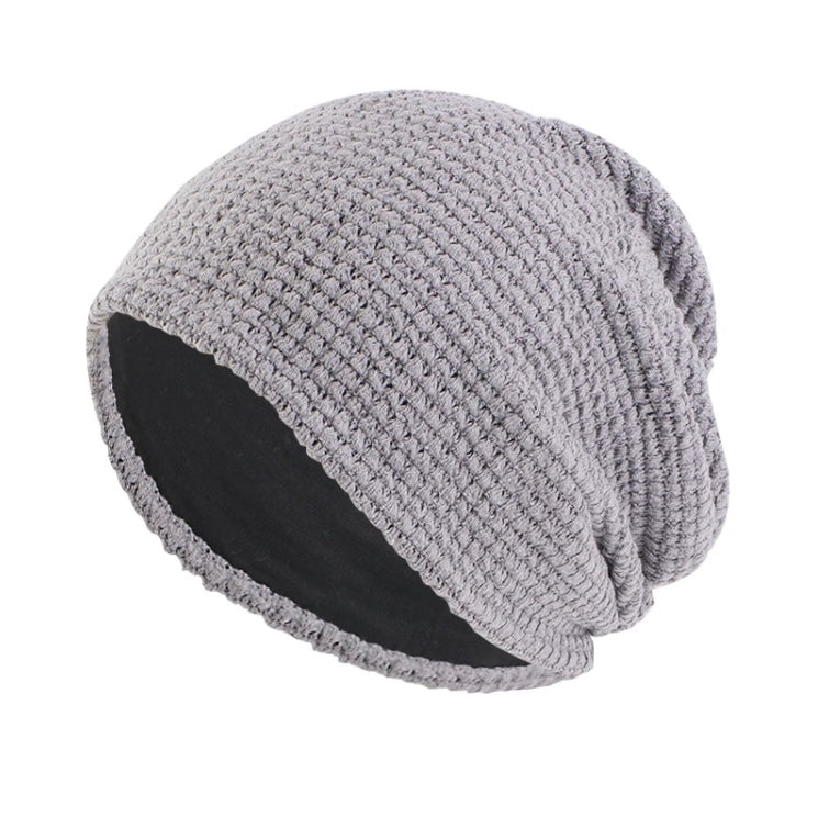 grey knit chemo beanie