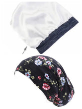 Load image into Gallery viewer, floral satin lined chemo beanie
