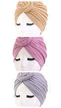 Load image into Gallery viewer, top knot chemo beanie

