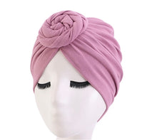 Load image into Gallery viewer, mauve top know chemo beanie
