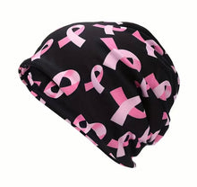 Load image into Gallery viewer, Pink Ribbon breast cancer awareness beanie hat
