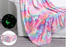 Load image into Gallery viewer, glow in the dark unicorn blanket
