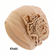 Load image into Gallery viewer, Single Flower Adorned Chemo Turban Chemotherapy Hat  | Warrior Sisters
